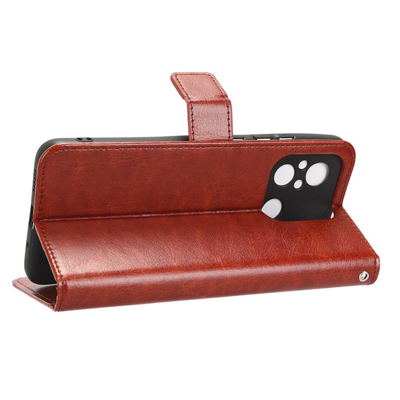 Cu clapetă pentru Xiaomi Redmi 12C, Crazy Horse Wallet, maro