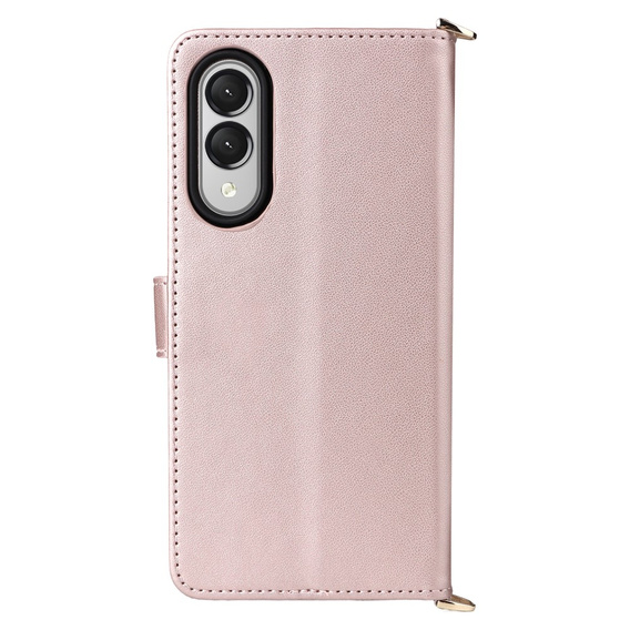 Carcasă cu clapetă pentru Samsung Galaxy S25 Edge, Crossbody Leather Wallet, roz