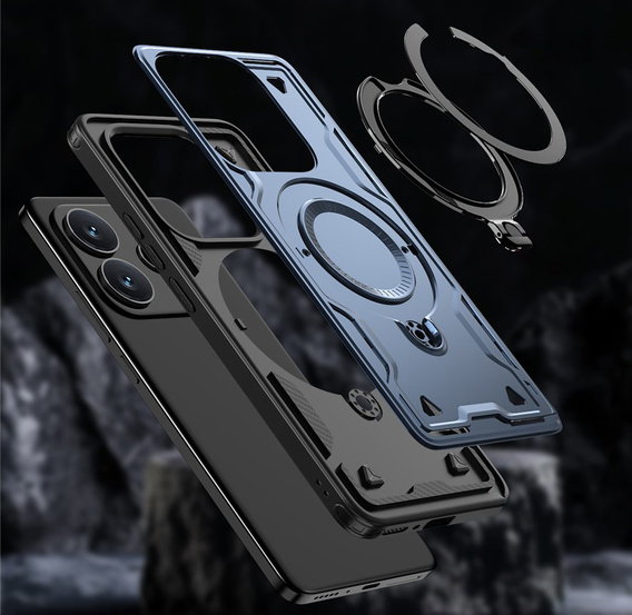 Carcasă pentru Xiaomi Redmi Note 14 5G, Military MagSafe, albastru + 9H Glass