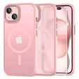 Husă pentru iPhone 15, pentru MagSafe, ERBORD Matt Case, roz + sticlă pentru ecran