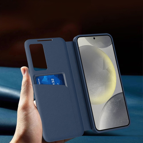 Husă cu clapetă pentru Samsung Galaxy S25+ Plus, Smart View Wallet, albastru