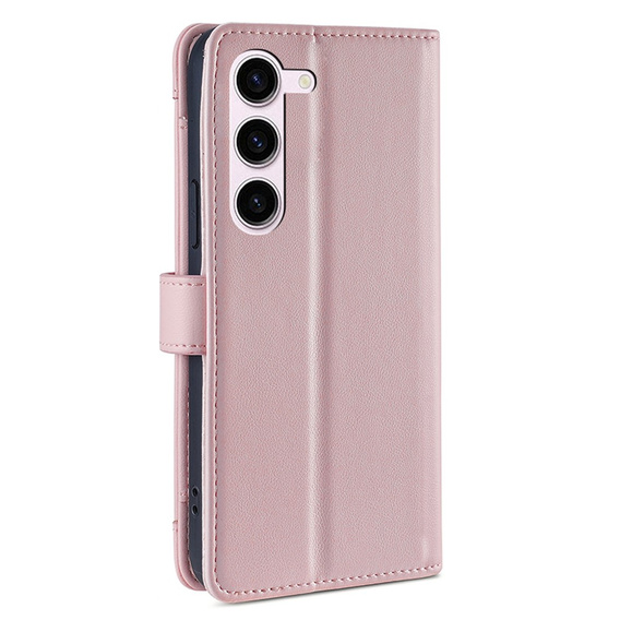 Cu clapetă pentru Samsung Galaxy S23, Wallet Zipper Pocket, roz