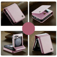 Husa cu clapetă CASEME pentru Samsung Galaxy Z Flip5 5G, Litchi Wallet, roz