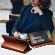 Carcasa flip pentru Samsung Galaxy S25 Ultra, QIALINO Leather Wallet, maro