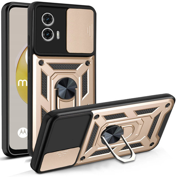 Husă blindată pentru Motorola Moto G73 5G, CamShield Slide, de aur