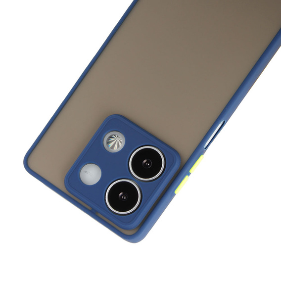 Carcasă din silicon pentru Xiaomi Redmi Note 13 5G, cu protecție pentru camera foto, transparent / albastru + sticlă călită 9H