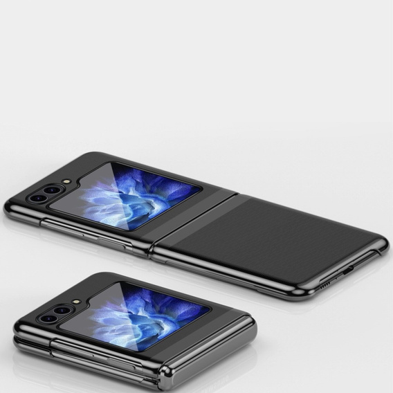 Husă pentru Samsung Galaxy Z Flip7 FE / Z Flip6, PC Case, transparent / negru