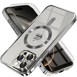 Husă pentru iPhone 16 Pro, Electro MagSafe, gri titan + Sticlă pentru ecran