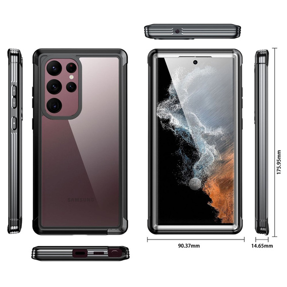 Carcasă pentru Samsung Galaxy S24 Ultra, Shockproof, cu folie, negru