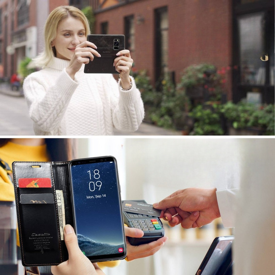 Carcasă flip CASEME pentru Samsung Galaxy S8, Waxy Textured, negru