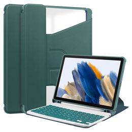 Husă pentru tastatură pentru Samsung Galaxy Tab A9+, Rotary 360° Leather, verde închis