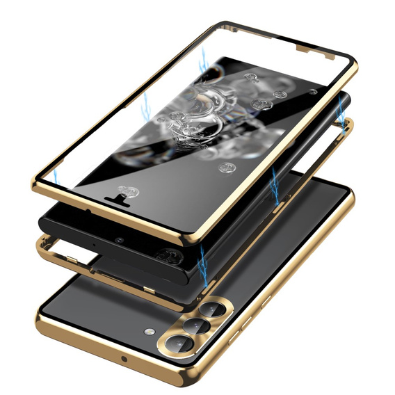 Husa pentru Samsung Galaxy S23, Magnetic Dual Glass, de aur