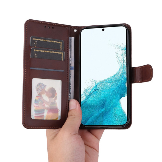 Cu clapetă pentru Samsung Galaxy A34 5G, Leather Wallet, maro