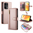 Cu clapetă pentru Oppo Reno 13 5G, Wallet Zipper Pocket, roz