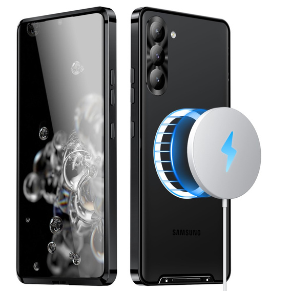 Carcasă de protecție pentru camera foto pentru Samsung Galaxy S23, CamShield MagSafe, transparent / negru