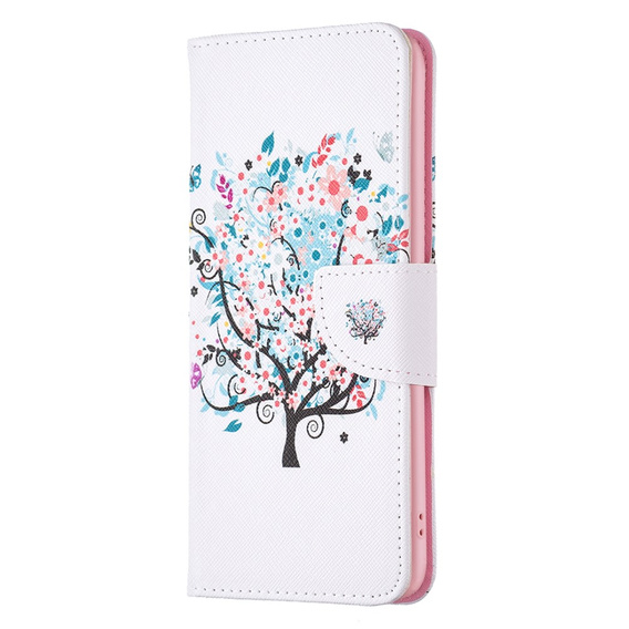 Cu clapetă pentru Nokia C12 4G, Wallet, colorful tree, alb