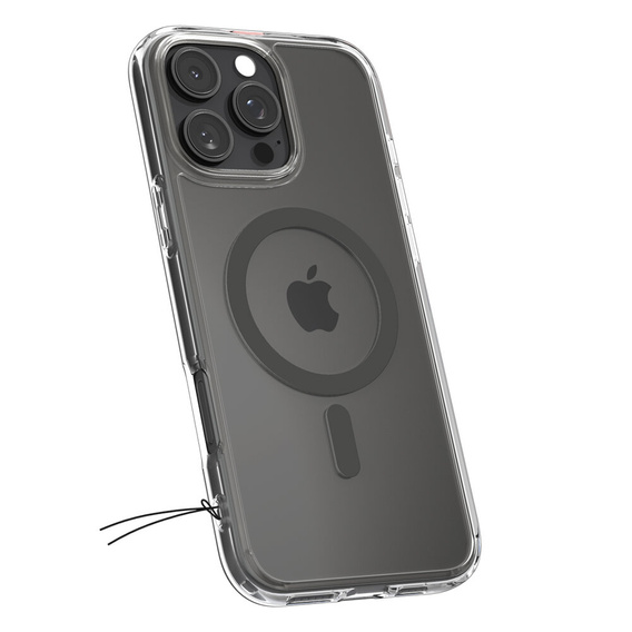 Carcasă MagSafe Spigen pentru iPhone 16 Pro, Ultra Hybrid, transparent / gri + 9H Tempered Glass