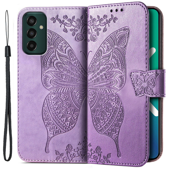 Cu clapetă pentru Samsung Galaxy M13, Butterfly, violet