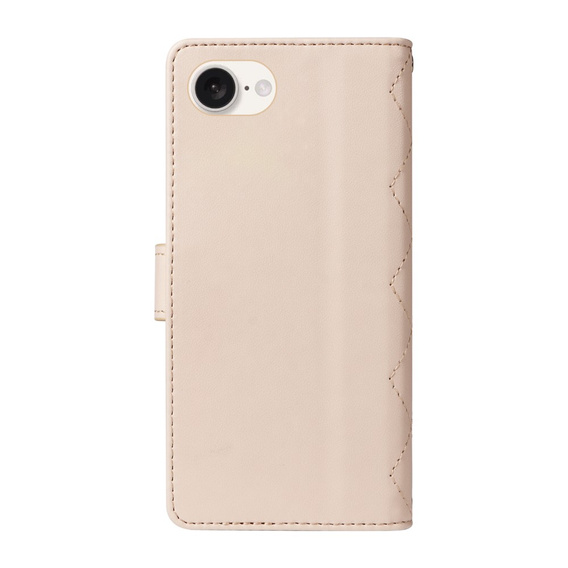 Husă cu clapetă pentru iPhone 16E, Rhombus Crossbody Leather, bej