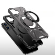 Carcasă pentru iPhone 16, blindată cu suport și placă pentru mâner, gri