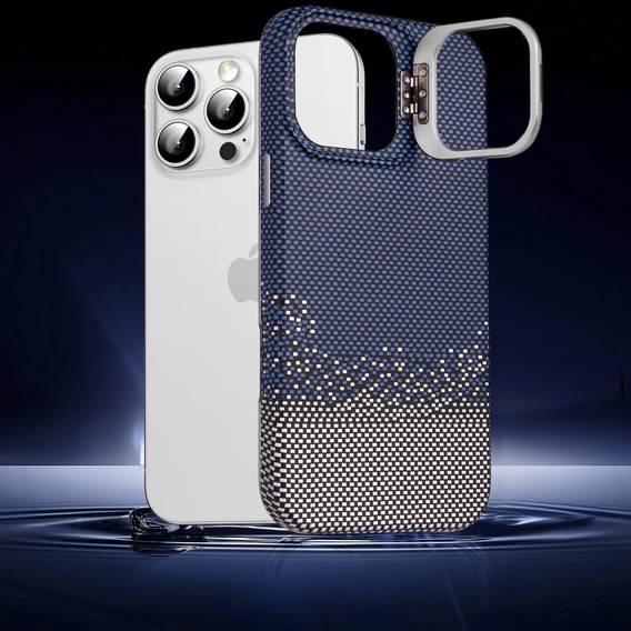 Carcasă pentru iPhone 15 Pro Max, cadru Kickstand, pentru MagSafe, Sand Blue