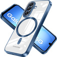 Husă pentru Samsung Galaxy A17 5G, Electro MagSafe, transparentă cu laturi albastru închis