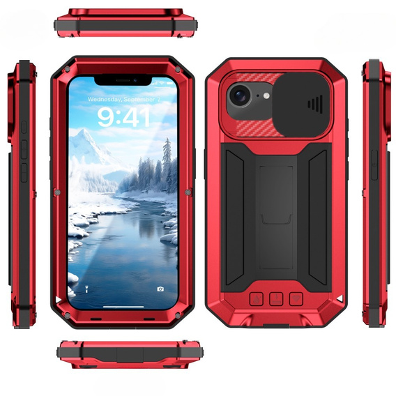 Husă blindată pentru iPhone 16E, R-JUST, roșu