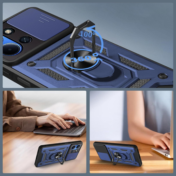 Carcasă blindată pentru Xiaomi Redmi 15C 4G/LTE, CamShield Slide, albastru