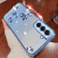 Husă pentru Samsung Galaxy S22, Glitter Flower, albastru