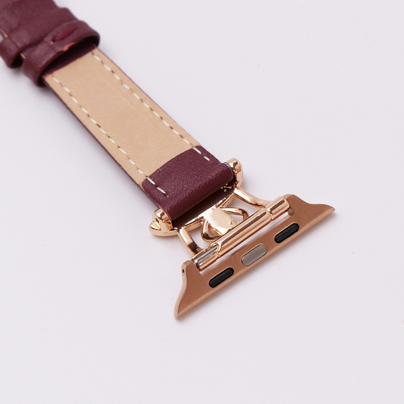 Curea din piele pentru Apple Watch 1/2/3/4/4/5/6/6/7/8/SE/Ultra 42/44/45/49mm, maroon