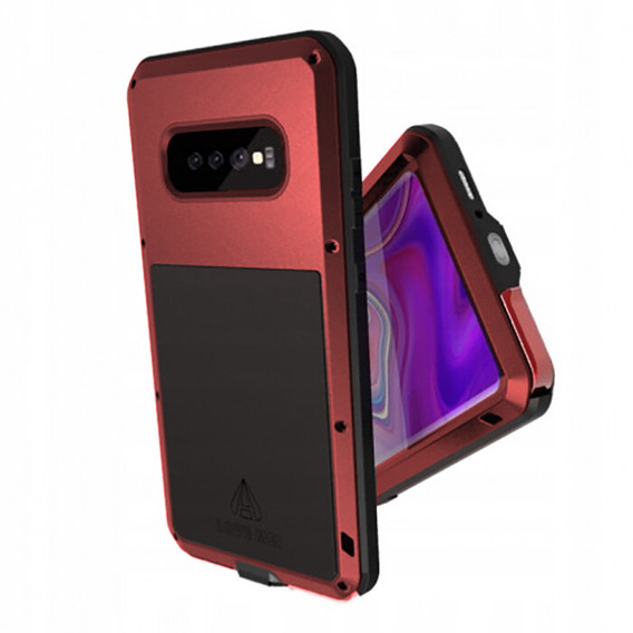 Love Mei Huse pentru Samsung Galaxy S10+ Plus, armored with glass, roșu