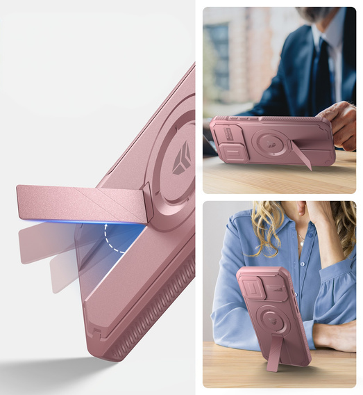 Carcasă blindată pentru iPhone 16 Pro Max, Dexnor CamProtect MagSafe, roz