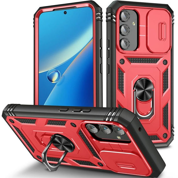Husă blindată pentru Samsung Galaxy A54 5G, CamShield Slide, roșu / negru