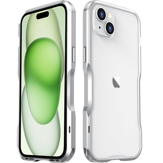 Husa LUPHIE pentru iPhone 15, Armor Bumper, de argint