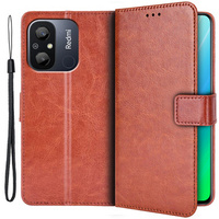 Cu clapetă pentru Xiaomi Redmi 12C, Crazy Horse Wallet, maro