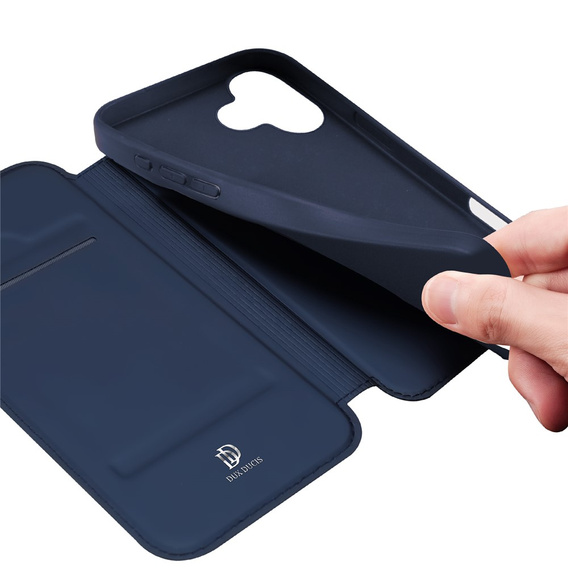 Husă Dux Ducis pentru iPhone 17, Skin Pro, cu flip cover, cu slot pentru carduri, albastru marin