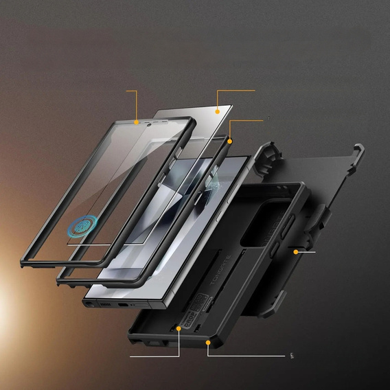 Carcasă robustă pentru Samsung Galaxy S25 Ultra – Tongate MECH Series Clip, negru