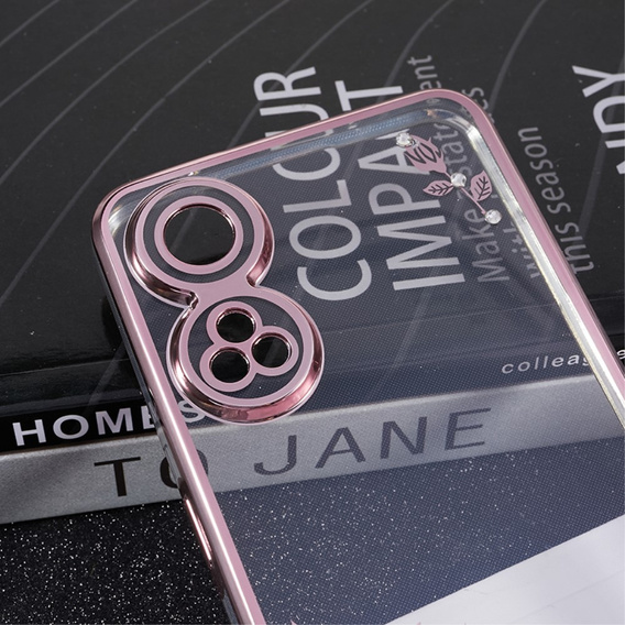 Husă pentru Oppo Reno8 T 4G, Glitter Flower, roz rose gold