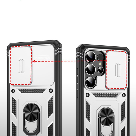 Husă pentru Samsung Galaxy S25 Ultra, KickStand Camera Lens, alb