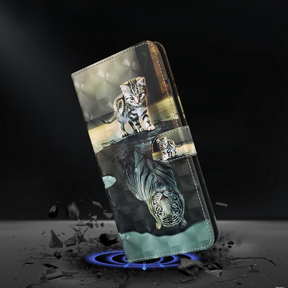 Cu clapetă pentru Oppo A17, Wallet, Cat & Tiger