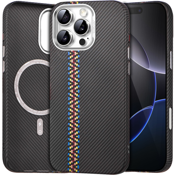 Carcasa pentru iPhone 16 Pro Max, Carbon Fiber MagSafe, negru