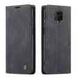 Husa CASEME pentru Xiaomi do Redmi Note 9s / 9 Pro, Leather Wallet Case, negru