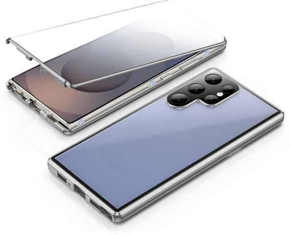Husa pentru Samsung Galaxy S25 Ultra, Magnetic Dual Glass, de argint
