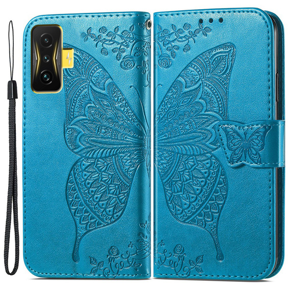 Cu clapetă pentru Xiaomi Poco F4 GT, Butterfly, albastru