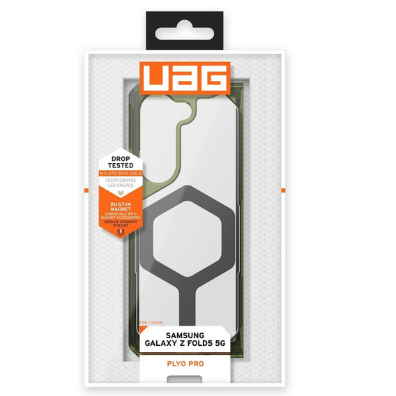 Urban Armor Gear Huse pentru Galaxy Z Fold 5 5G, Plyo MagSafe, transparent / verde