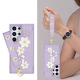 Husa pentru Samsung Galaxy S24 Ultra, Leather Flower Card Slot, violet