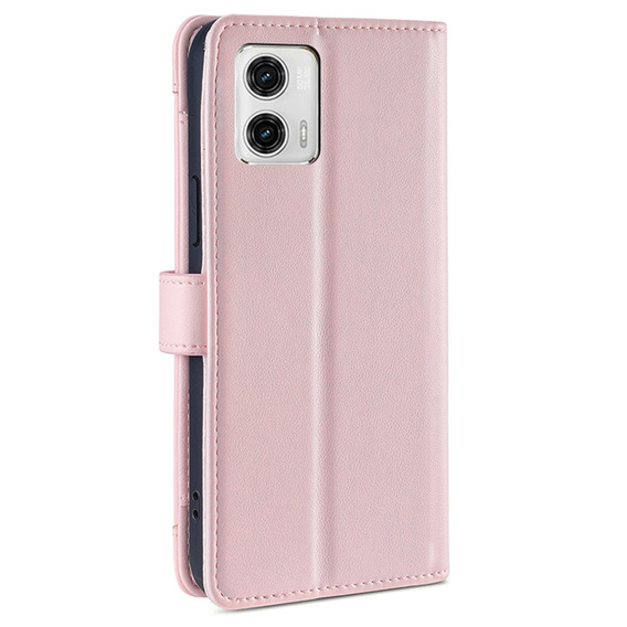 Cu clapetă pentru Motorola Moto G73 5G, Wallet Zipper Pocket, roz