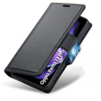 Husă pentru Oppo Reno 13 Pro, ERBORD Glossy Litchi, portofel cu clapetă, negru