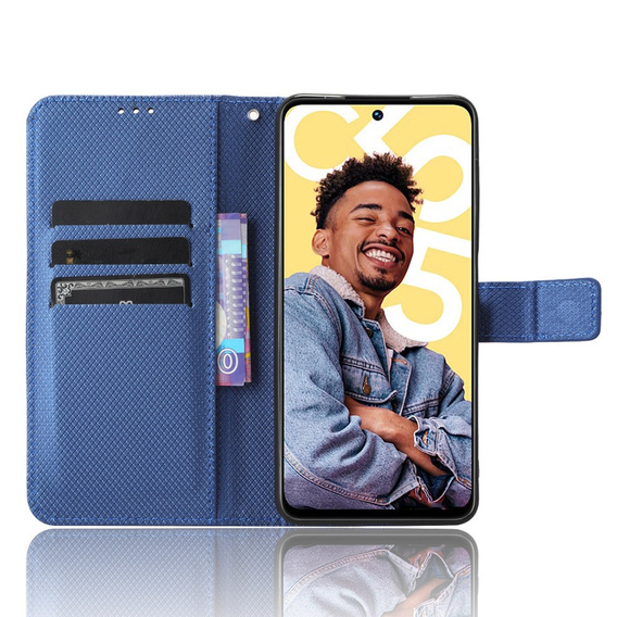 Cu clapetă pentru Realme C55, Wallet, Smart Magnet, albastru
