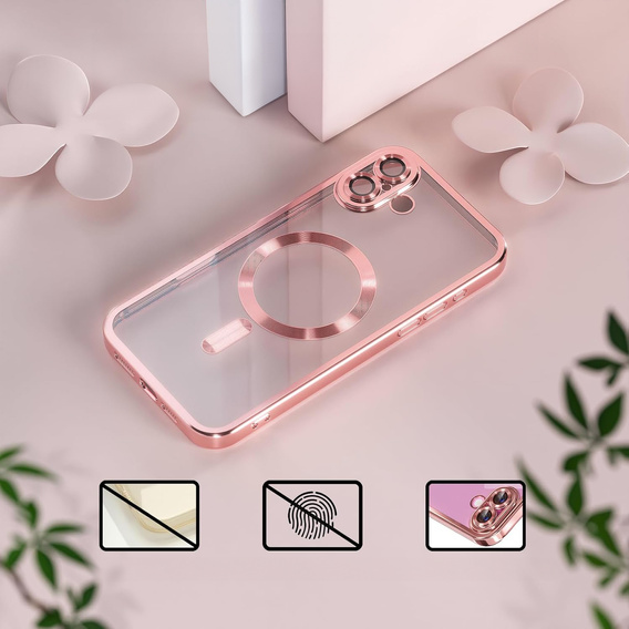 Husă pentru iPhone 16 Plus, Electro MagSafe, roz + Sticlă pentru ecran
